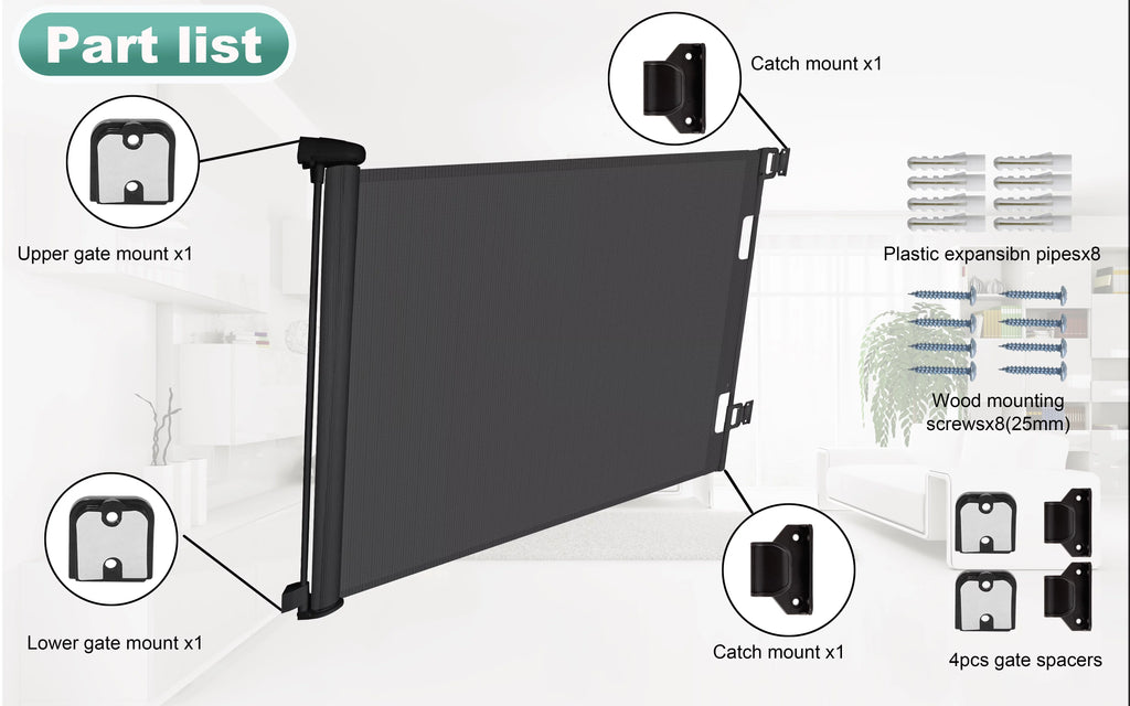 Black Mesh Baby Gate and Dog Gate H6735