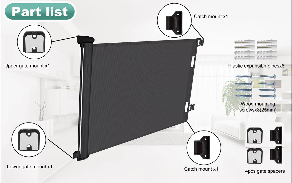 Black Mesh Baby Gate and Dog Gate H6735