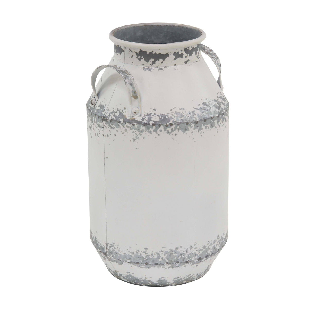 White Iron Decorative Milk Cans Set of 2 C3048
