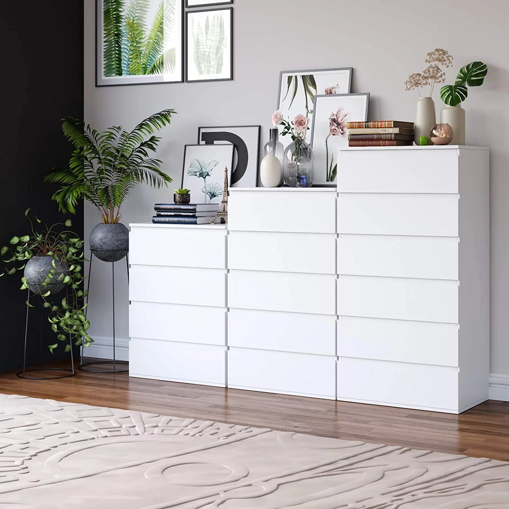White 5 Drawer Wood Dresser N412912