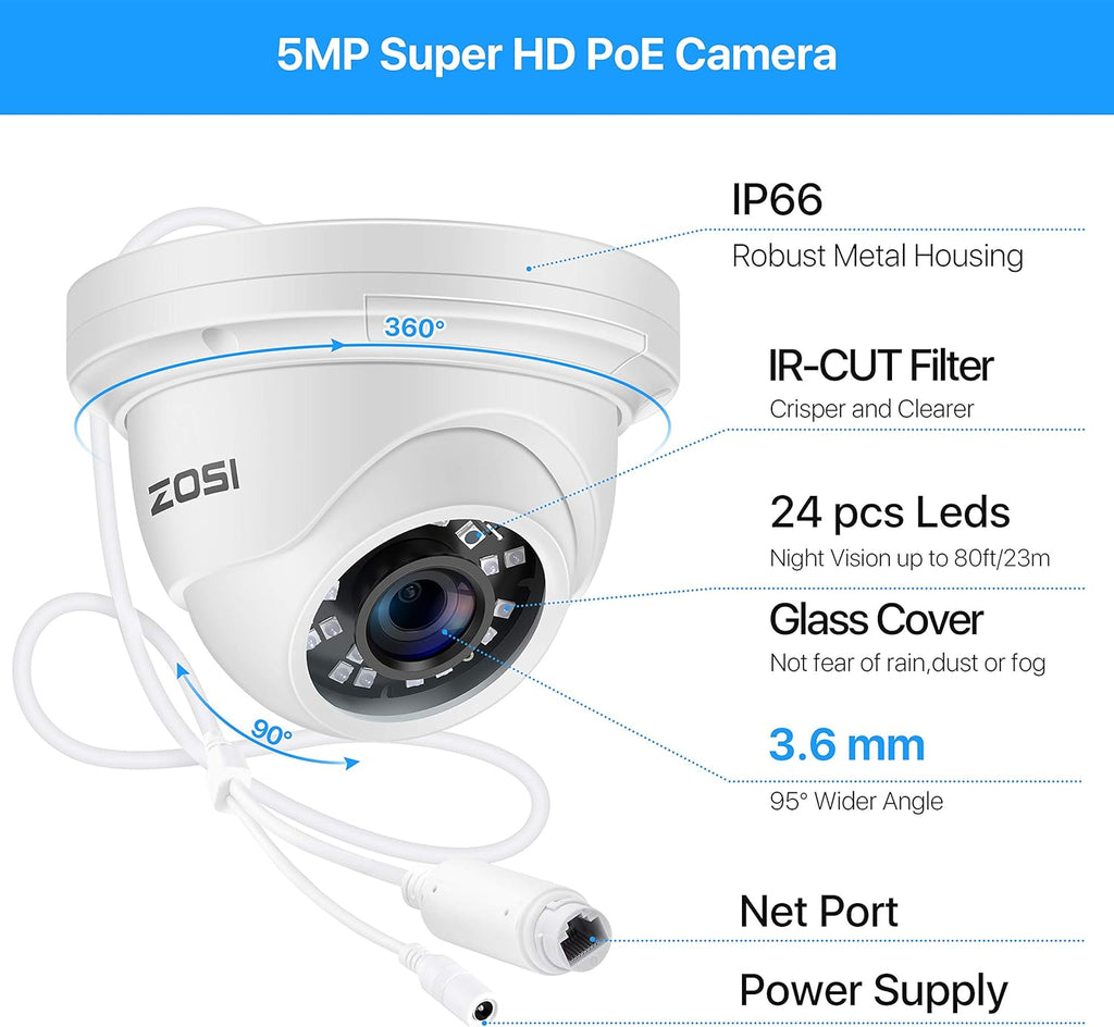 8CH 5MP PoE Security Camera System with 2TB HDD P23989