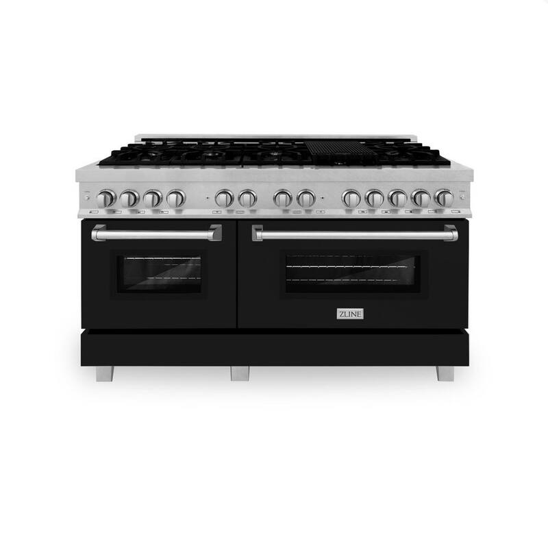 9 Burner Double Oven Dual Fuel Range with Black Matte Door L707