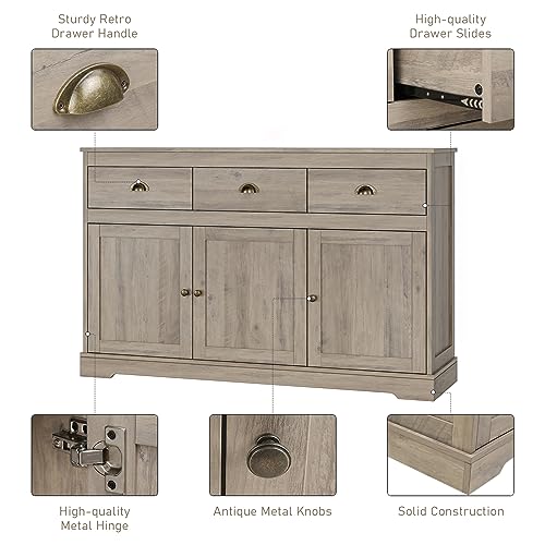 White Buffet Cabinet with 3 Drawers & 3 Doors W239