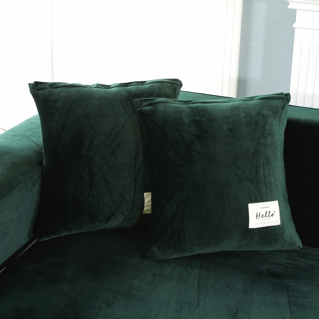 Velvet L Shape Sofa Cover with 2 Pillowcases B77956