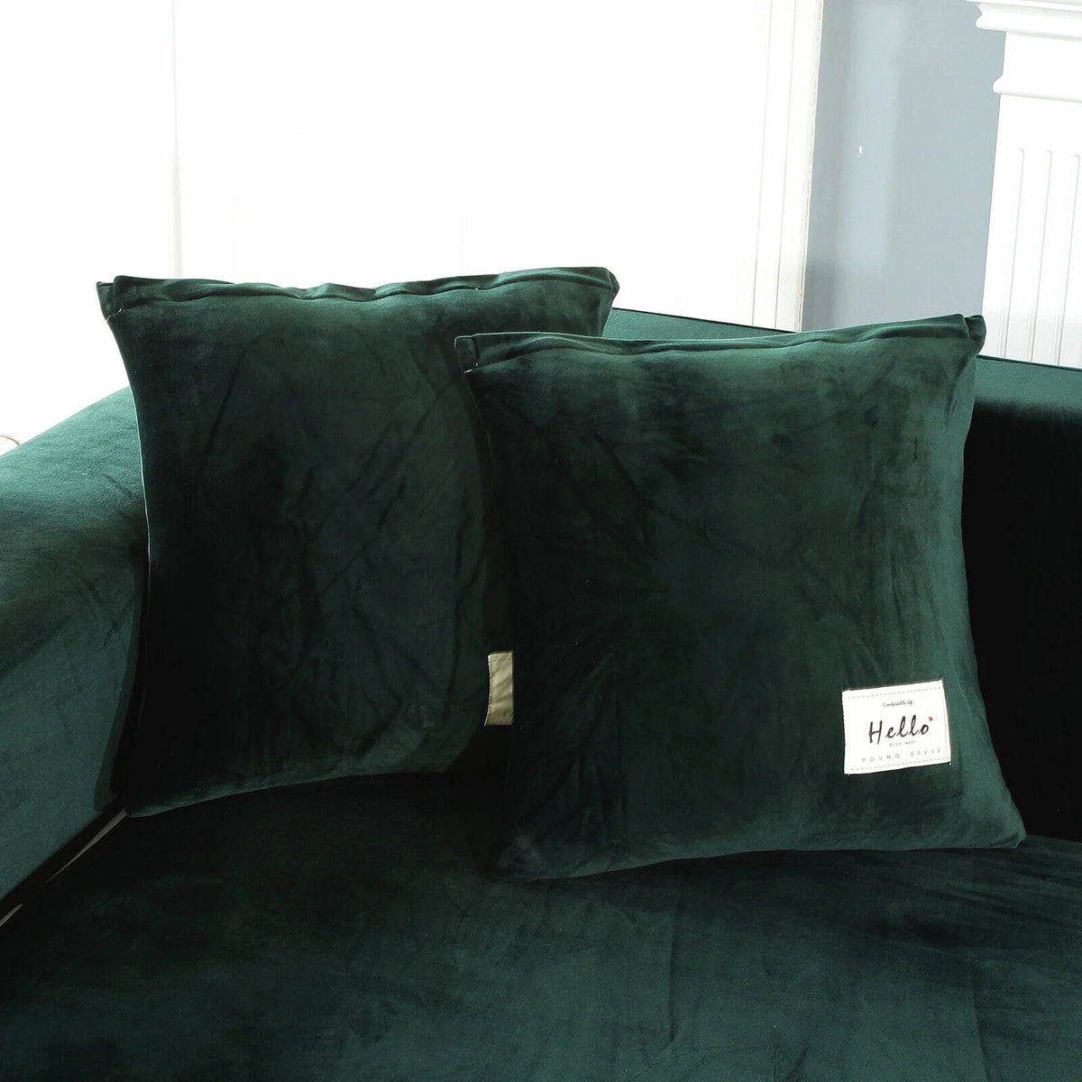 Velvet L Shape Sofa Cover with 2 Pillowcases B77956