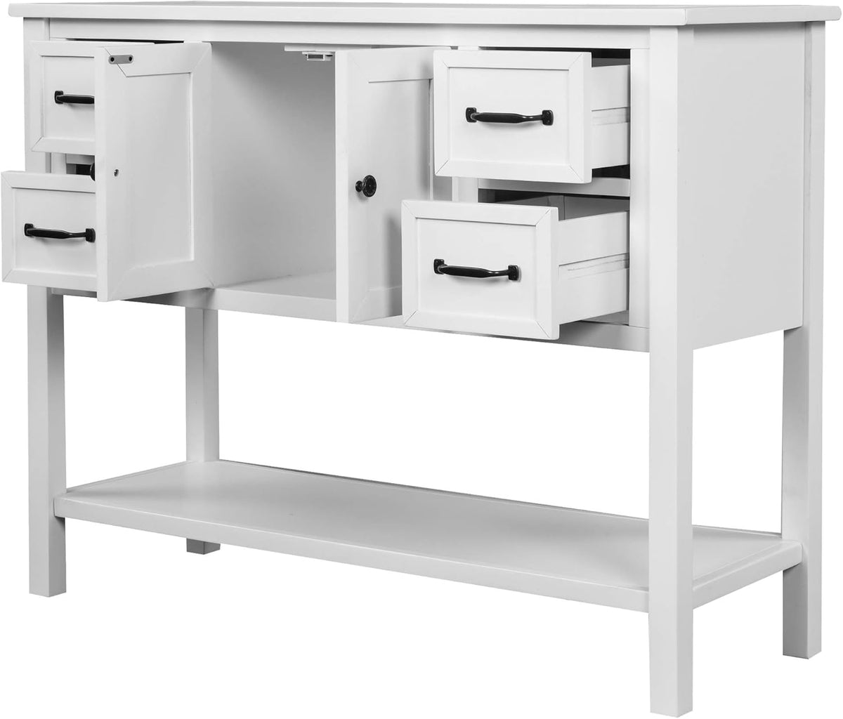 Vintage Console Table with 4 Drawers and Cabinet M9041