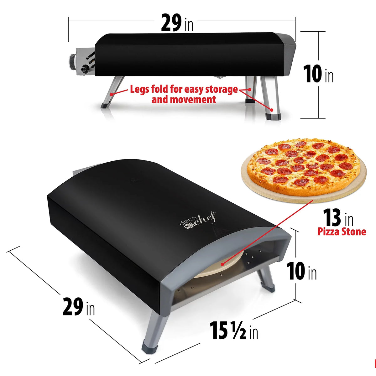 Black Portable Gas Pizza Oven X33411