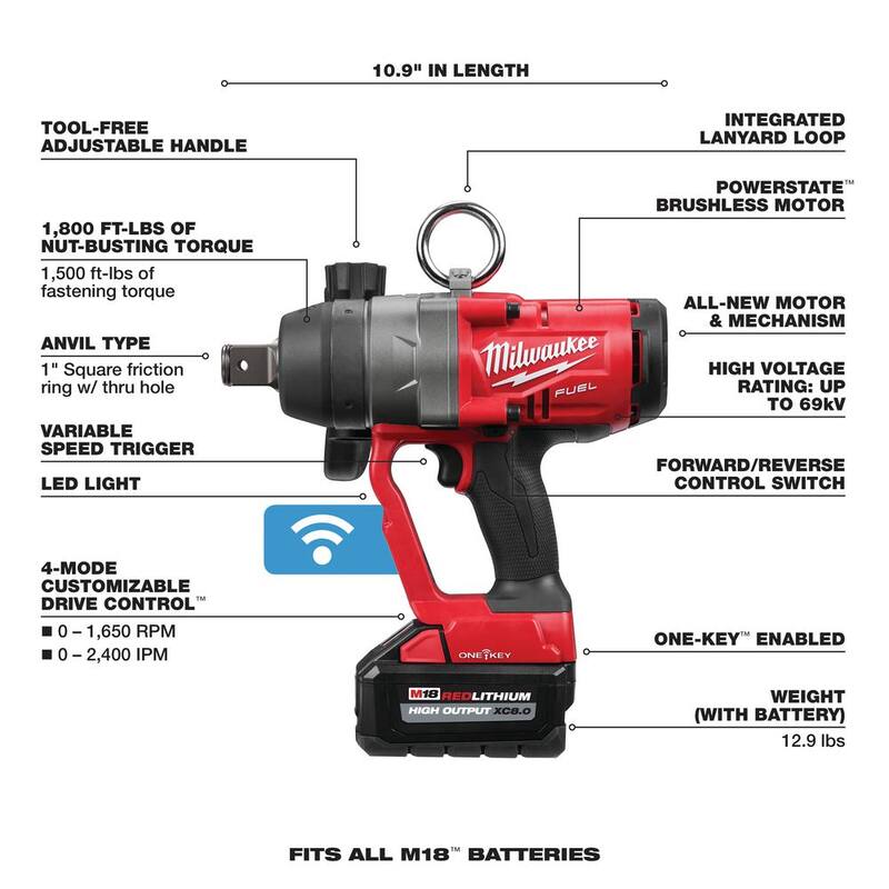 18V Lithium-Ion Brushless Cordless 1 in. Impact Wrench with Friction Ring V683