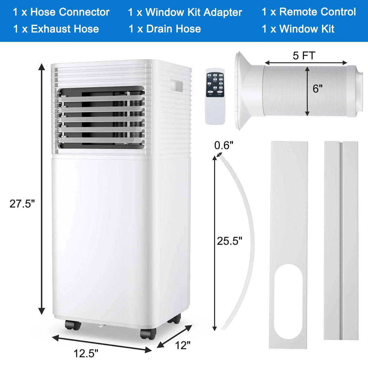 5000 BTU Portable Air Conditioner 3-in-1 Black D14362