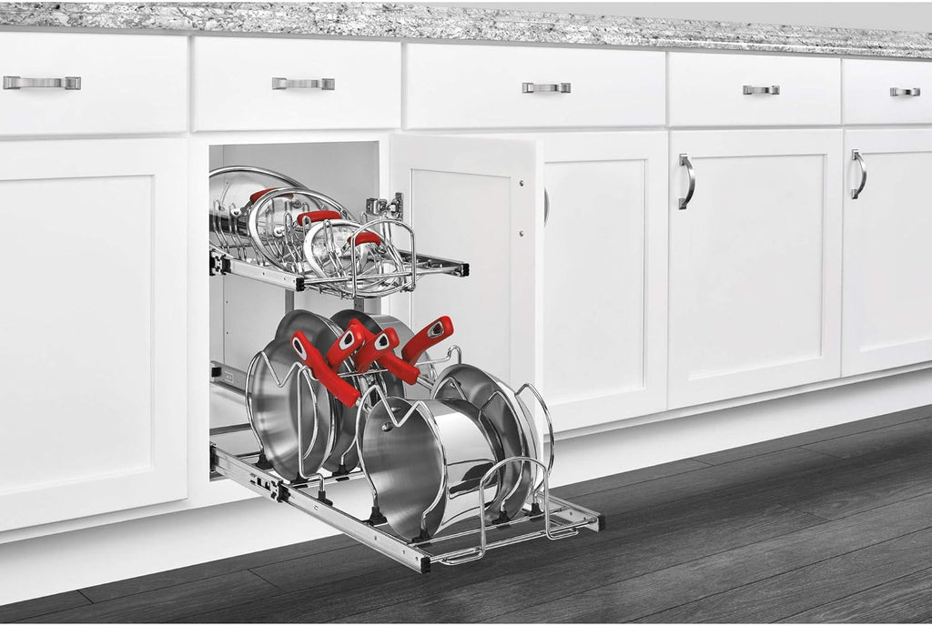 12-Inch 2-Tier Wire Pull Out Kitchen Cabinet Organizer, Chrome L63072