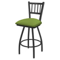 Swivel Counter Stool with Pewter Finish and Green Seat Y6271