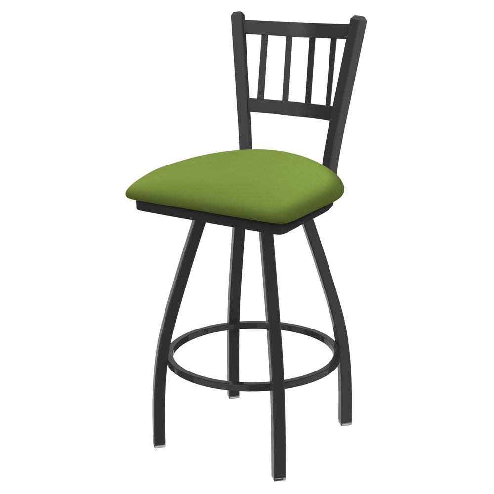 Swivel Counter Stool with Pewter Finish and Green Seat Y6271