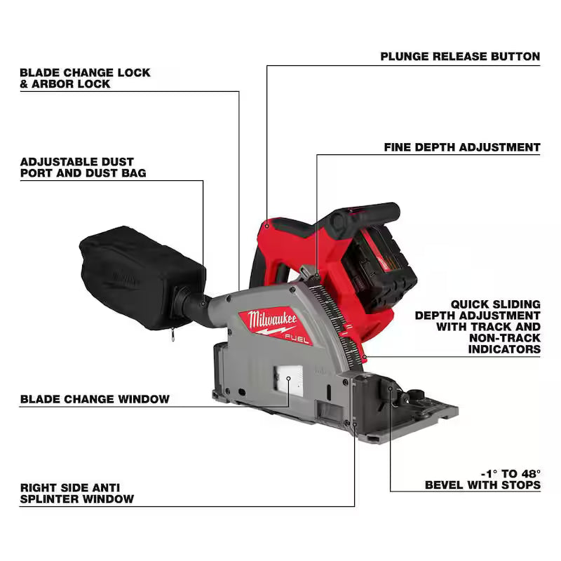 18V Brushless Cordless 6-1/2 in. Plunge Track Saw Kit with 55 in. Guide Rail H713494