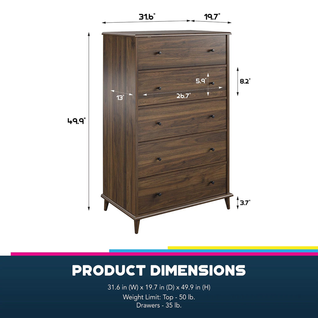 Ivory Oak 5-Drawer Dresser W267