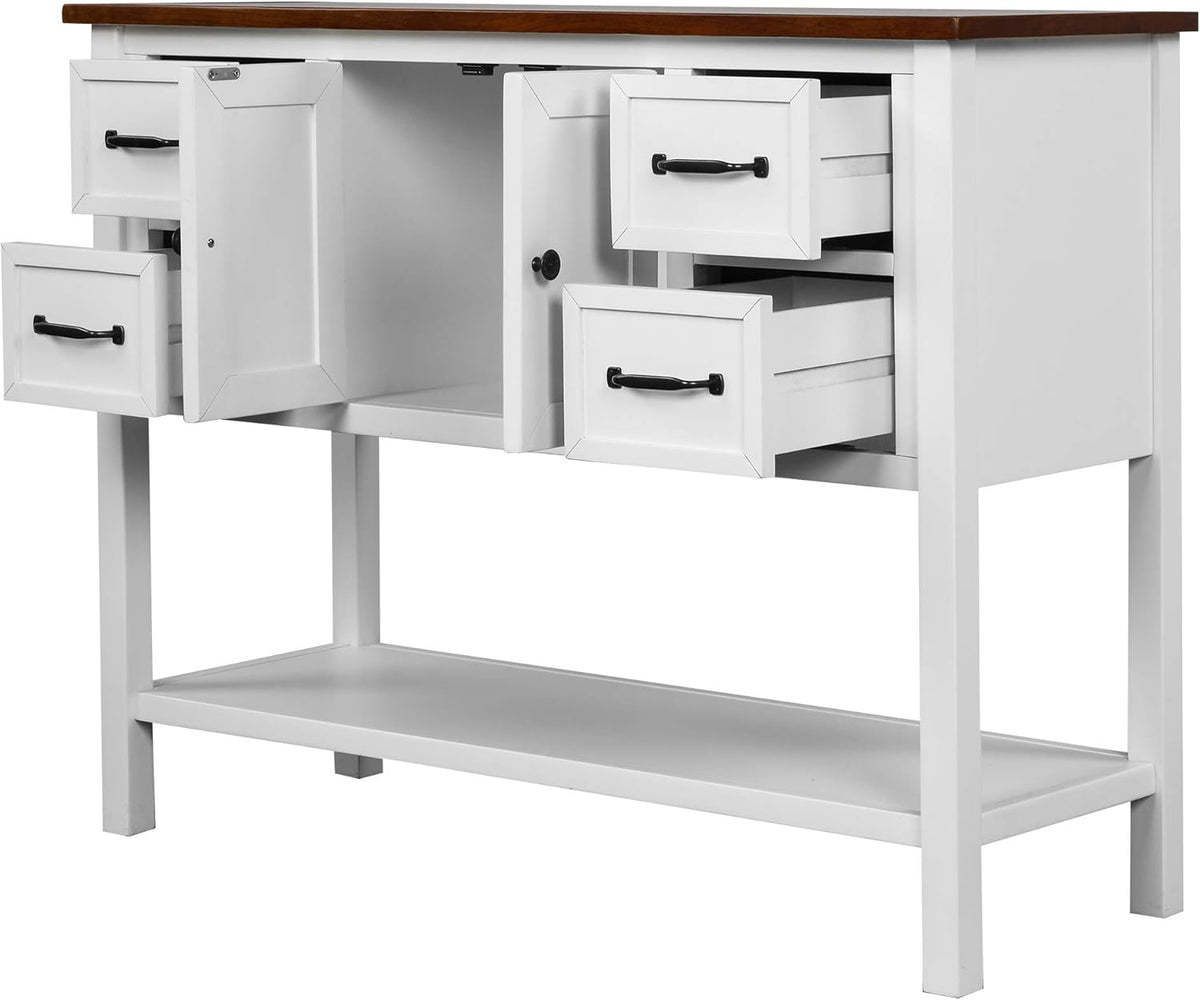 Vintage Console Table with 4 Drawers and Cabinet M9041