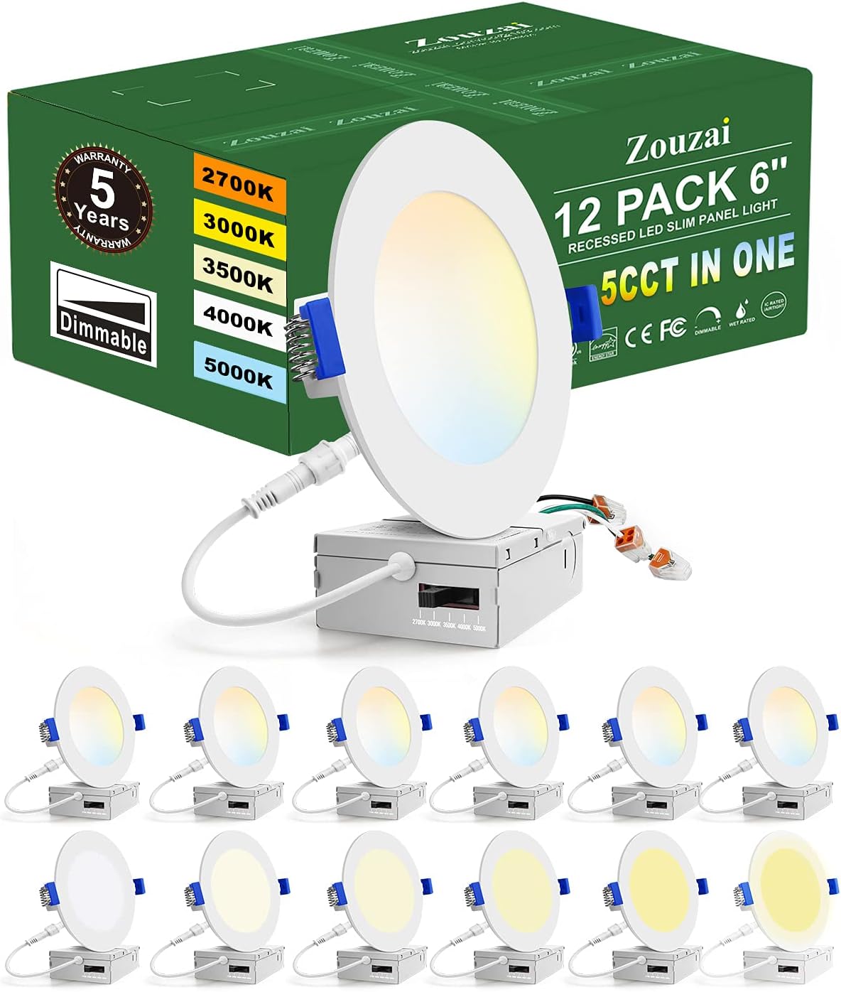 12 Pack 6 Inch Ultra-Thin LED Recessed Ceiling Light M3534