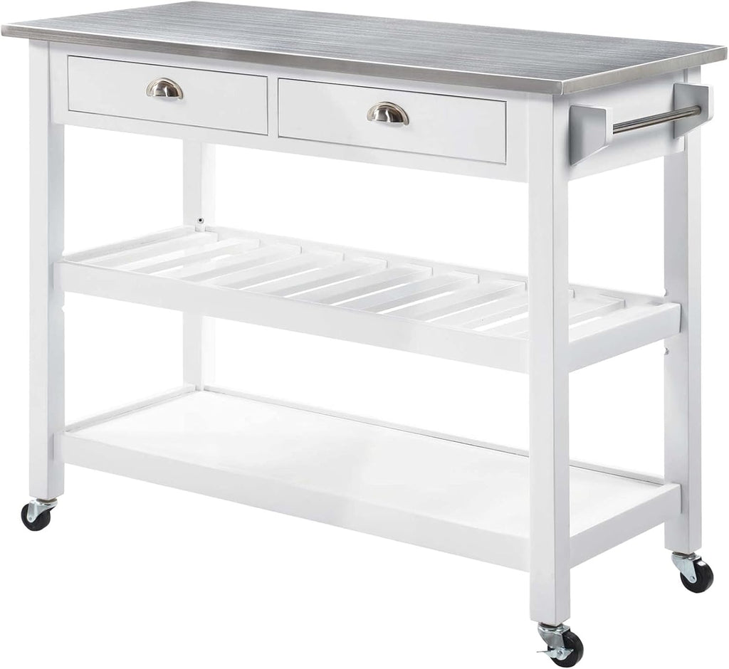 Black 3-Tier Stainless Steel Kitchen Cart with Drawers B160010