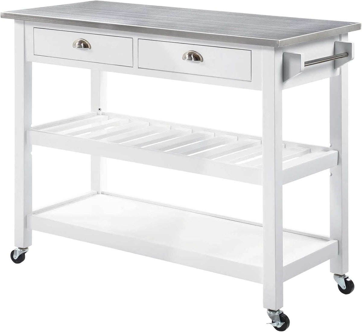 Black 3-Tier Stainless Steel Kitchen Cart with Drawers B160010