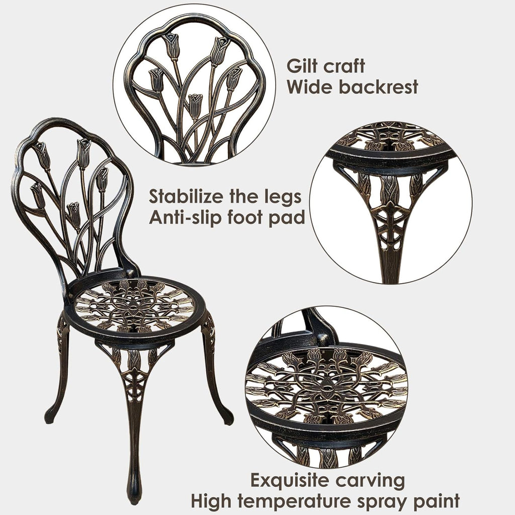3 Piece Cast Aluminum Outdoor Table and Chairs Set X966