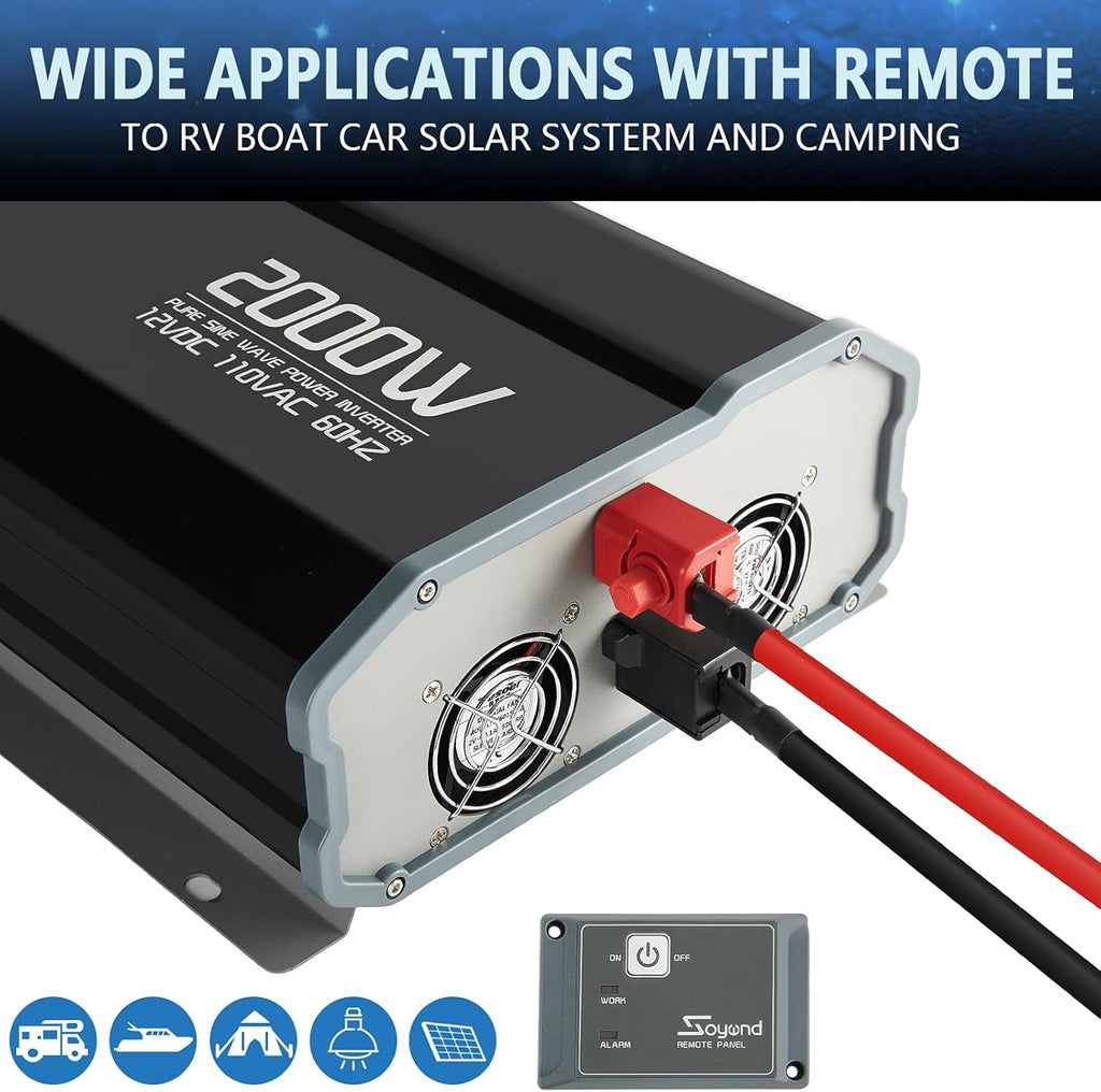 Pure Sine Wave 2000 Watt Power Inverter with Remote Controller X573107