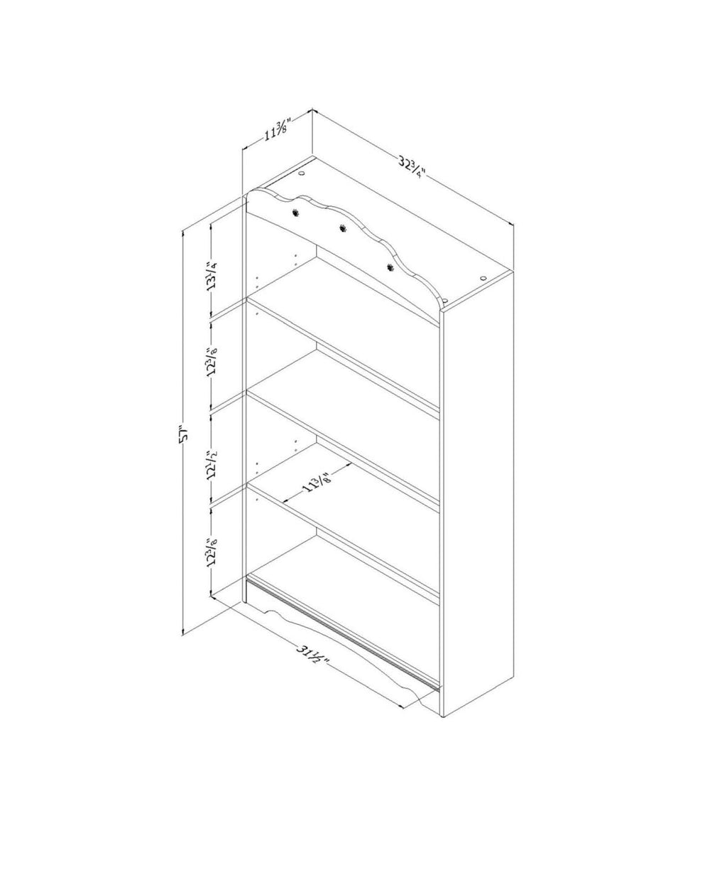 White 4 Shelf Bookcase T8907