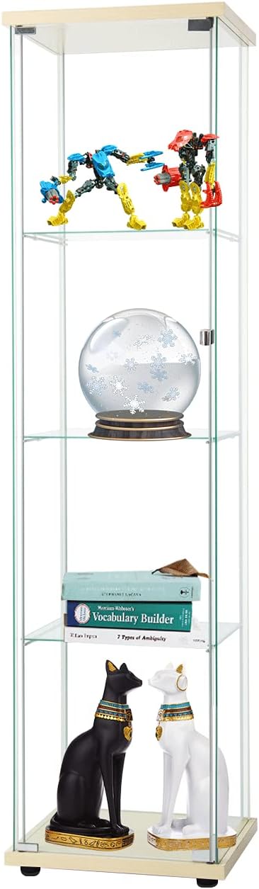 4-Shelf Glass Display Cabinet with Door V29439