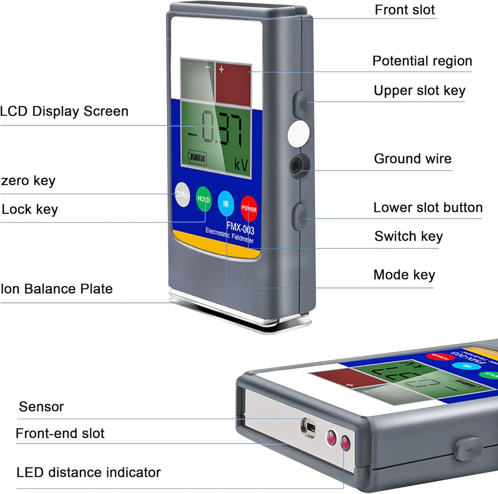 Handheld Digital Electrostatic Field Meter Tester 0~20KV Portable Ion Balance Tester 0~200V E26020