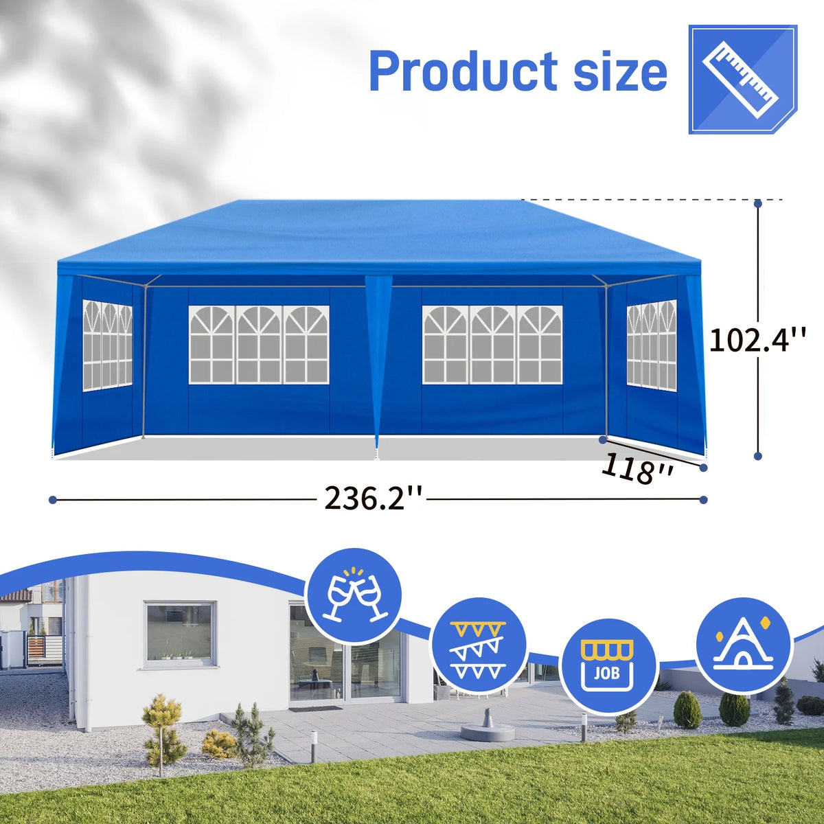 10x20ft White Party Tent Canopy P165