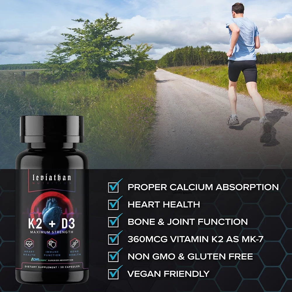 Vitamin K2 MK7 360mcg Vitamin D3 5000 IU Vegan Supplement Y109