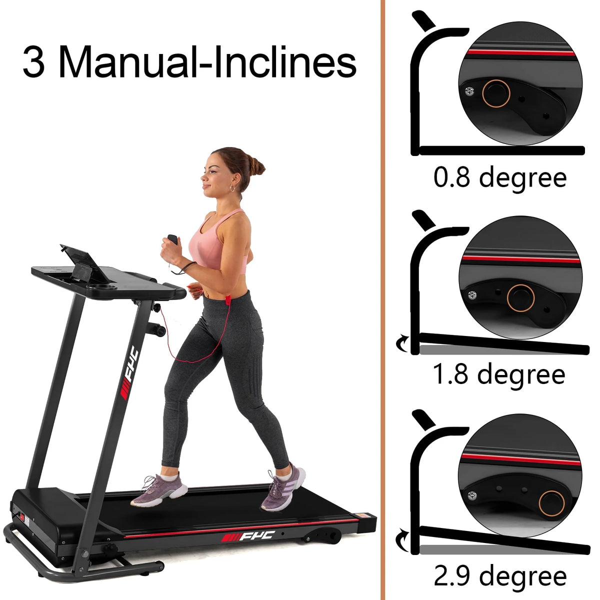 Folding Treadmill with Desk 2.5HP Compact Electric Treadmill U260134