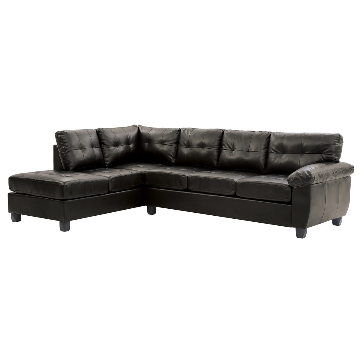 Black Faux Leather L Shape Sectional Sofa G674