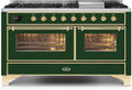 60 Dual Fuel Propane Gas Range Emerald Green Brass Trim K516