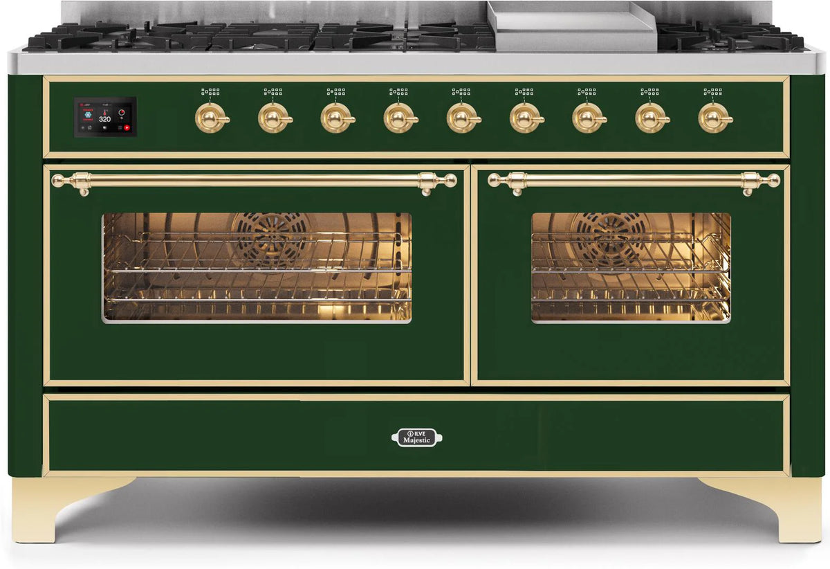60 Dual Fuel Propane Gas Range Emerald Green Brass Trim K516