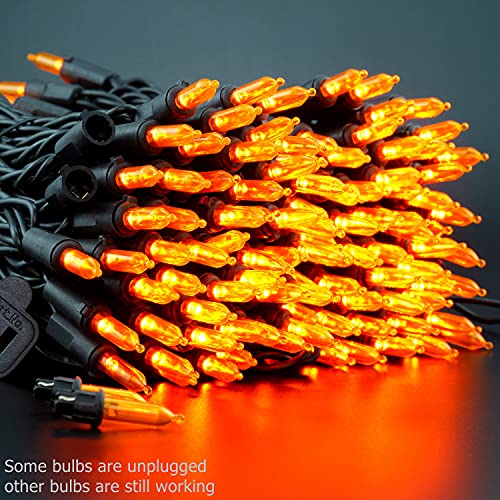 200 Orange LED Christmas Lights Black Wire 2 Strands 33 Feet M484160