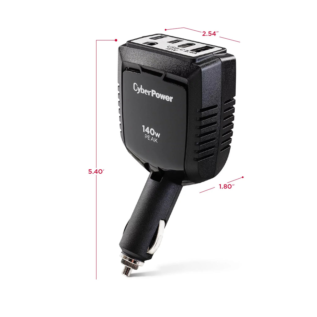 1 Outlet 140 Watt Power Inverter with USB-C & USB-A Port J925460