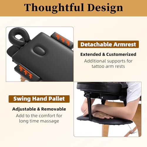Portable 2 Section Foldable Massage Table Black T398