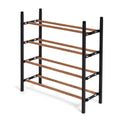 Expandable 4 Tier Metal Shoe Rack Organizer, Black & Brown L61561