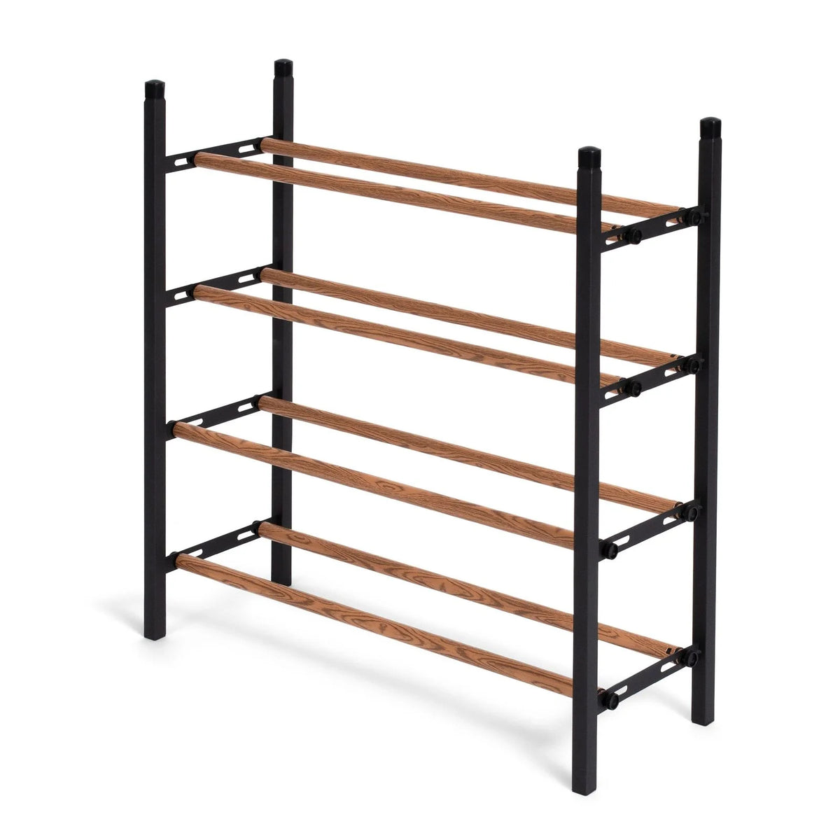 Expandable 4 Tier Metal Shoe Rack Organizer, Black & Brown L61561
