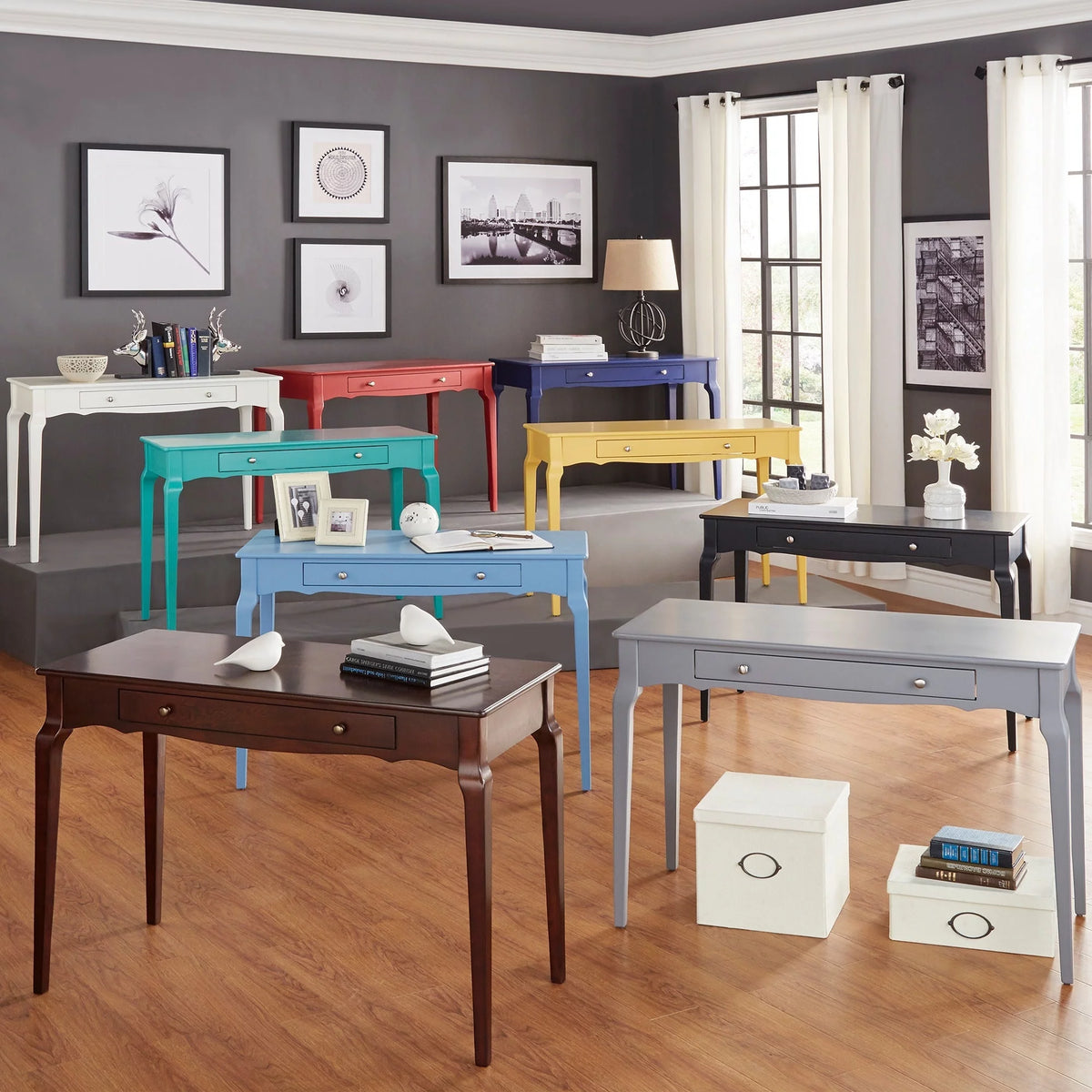 White Office Writing Desk with Drawer T97390