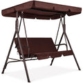 2-Person Outdoor Patio Swing Chair with Convertible Canopy and Cushions R69686