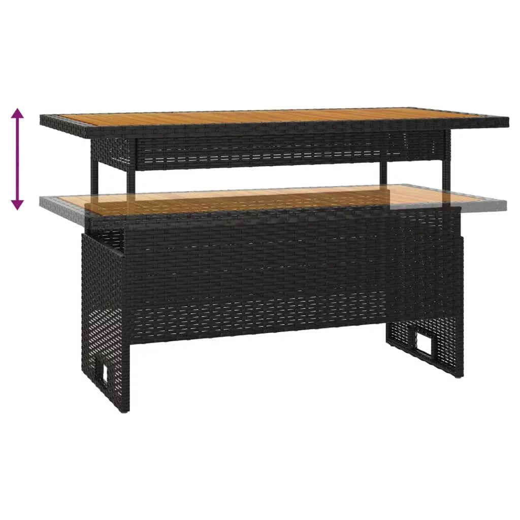 Black Solid Wood Acacia & Poly Rattan Patio Table R802
