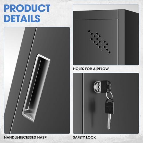 Metal Storage Cabinet with Keys, 71" 1 Door Black P34561