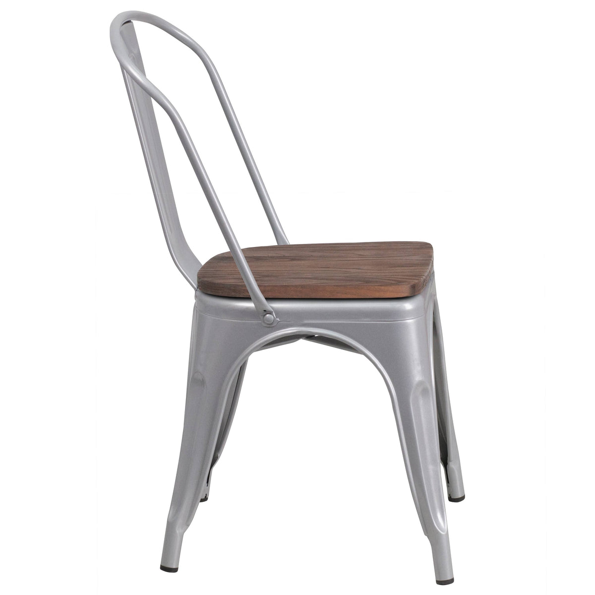 Black Metal Stackable Chair with Wood Seat M338
