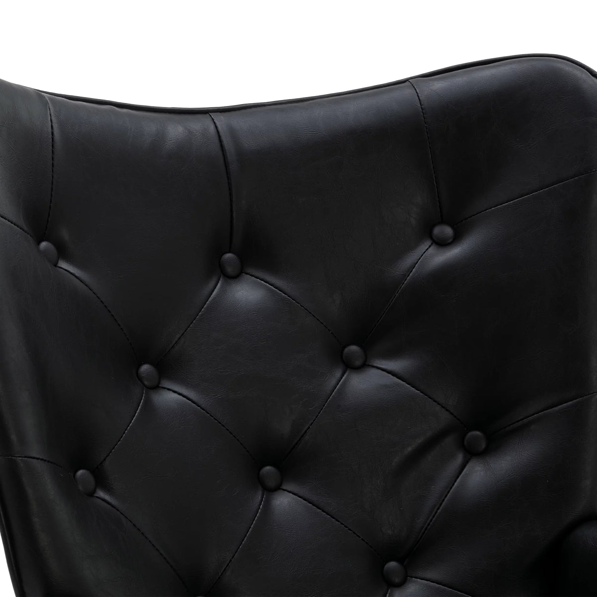 Black PU Leather Tufted Accent Chair with Wood Legs D1485