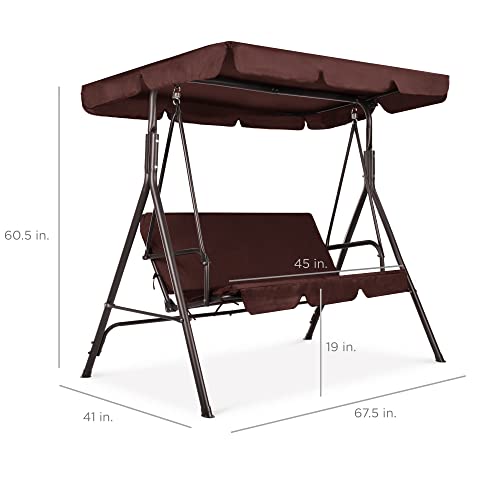 2-Person Outdoor Patio Swing Chair with Convertible Canopy and Cushions R69686