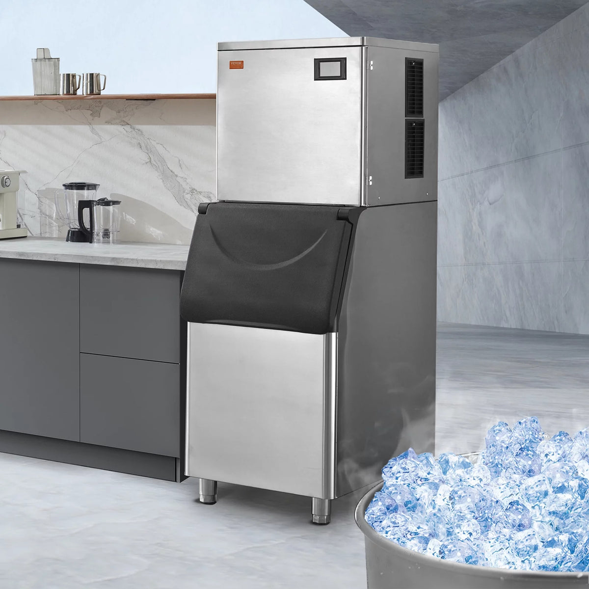 Commercial Ice Maker with Storage Bin Auto Self-Cleaning J51340