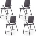 Lightweight Folding Wicker Patio Chairs with Armrest & Footrest Y253041