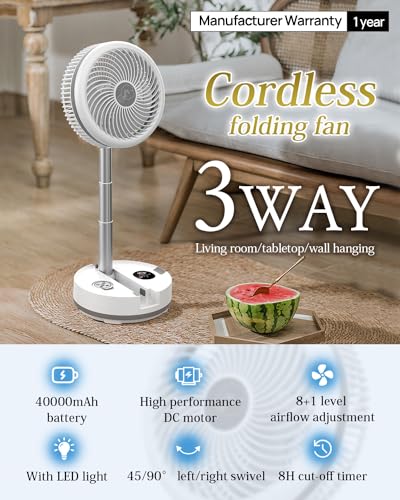 8 inch Portable Rechargeable Oscillating Fan White N5729