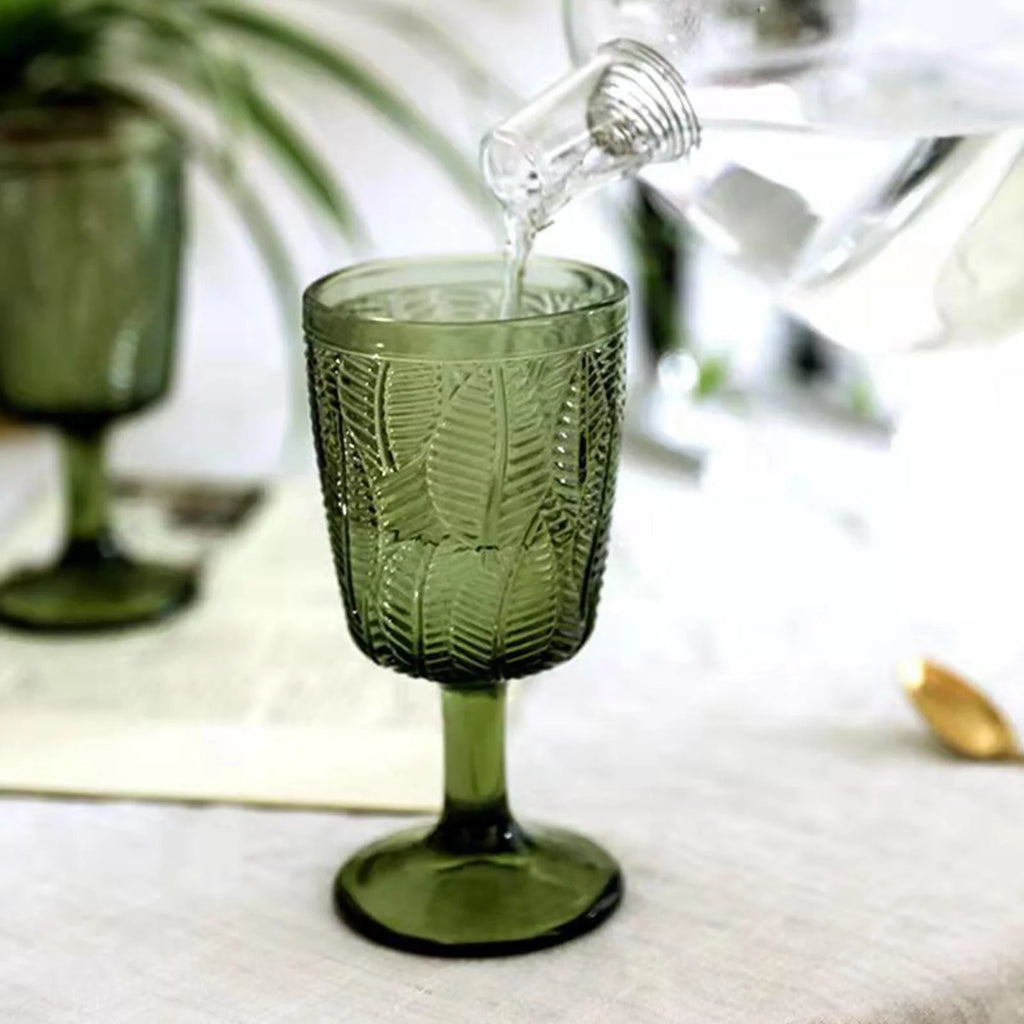 Green Embossment Texture Glass Goblet N625832