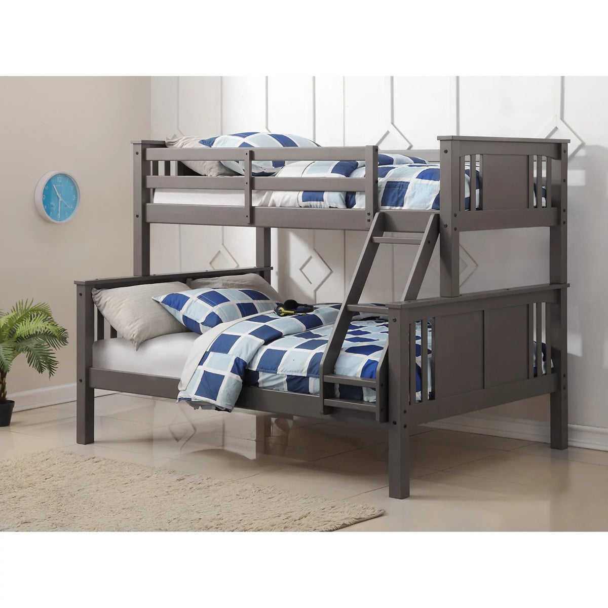 Wood Bunk Bed Twin-over-full Slate Gray A990124